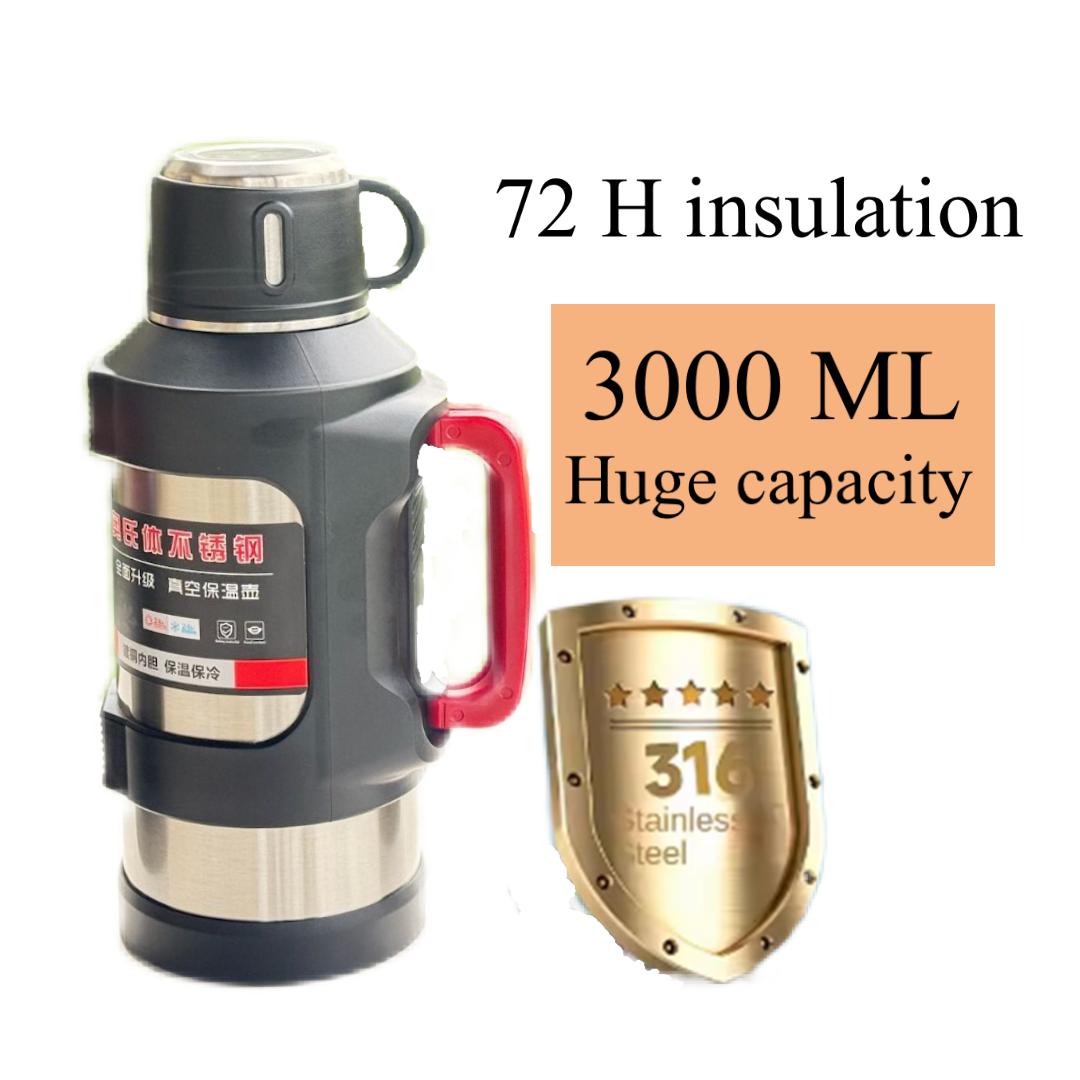 101oz Stainless Steel Thermos Bottle – Double Wall Vacuum Flask | Keeps Drinks Hot or Cold for 24 Hours | Perfect for Truck, Uber & Lyft Drivers, Camping & Trave