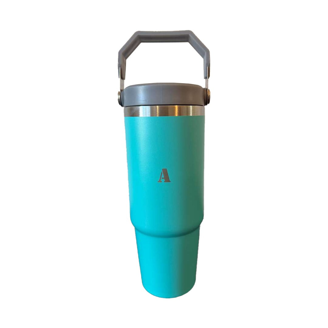 30oz Double Wall Stainless Steel Tumbler with Handle & Straw – Insulated Travel Mug for Coffee, Tea & Water | Leak-Proof BPA-Free Lid | Perfect for Car, Office, Camping & Gifts - Blue