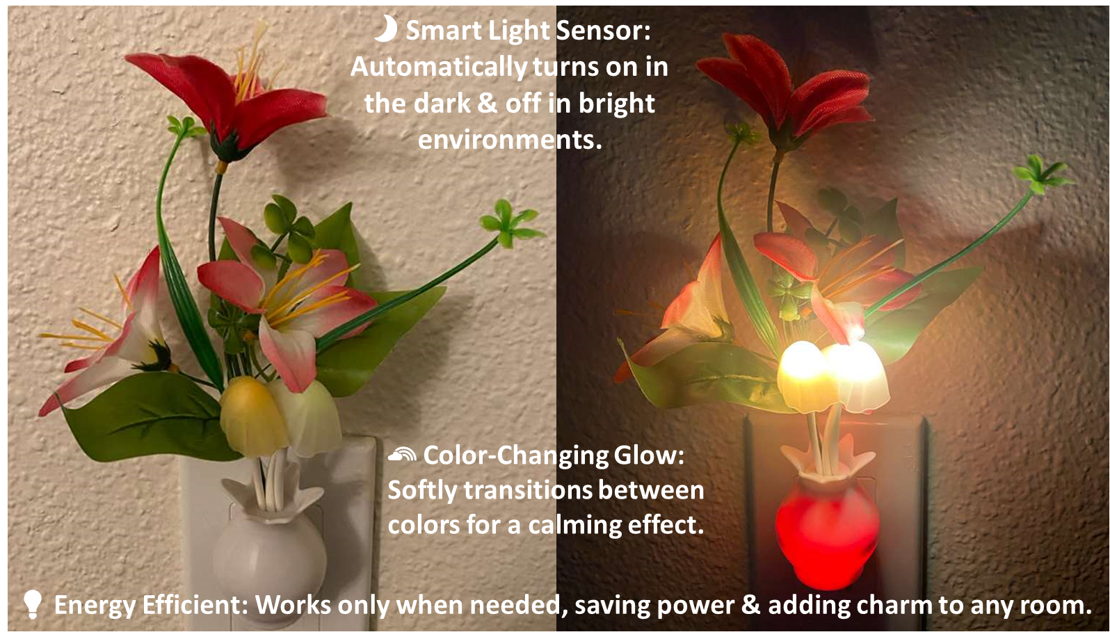 LED Mushroom Plug-In Night Light – Sensor, Colorful Glow