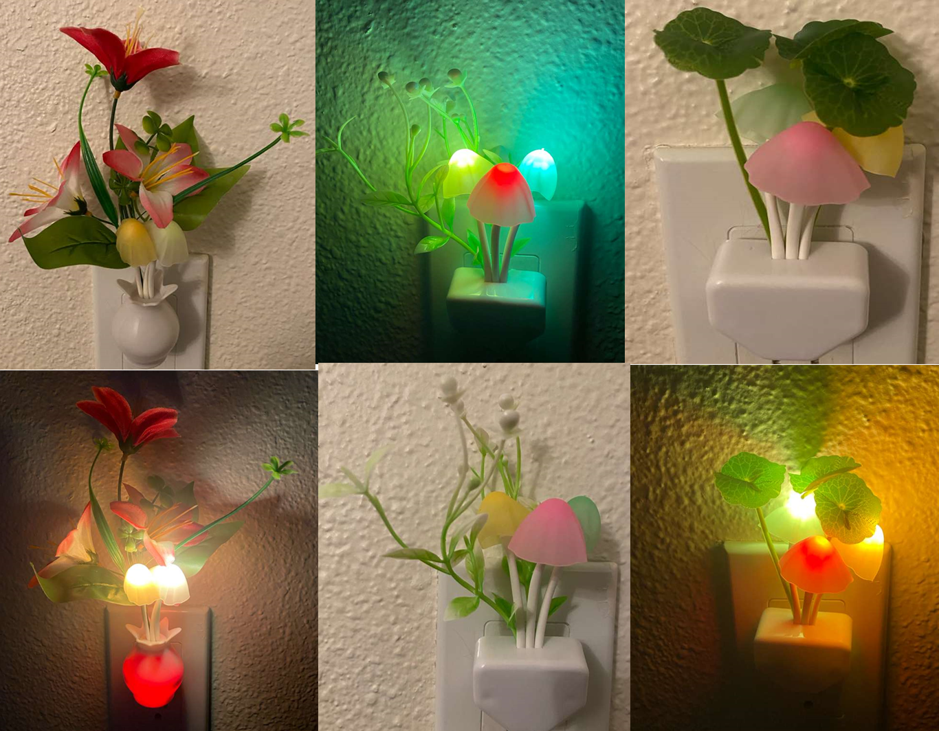 LED Mushroom Plug-In Night Light – Sensor, Colorful Glow