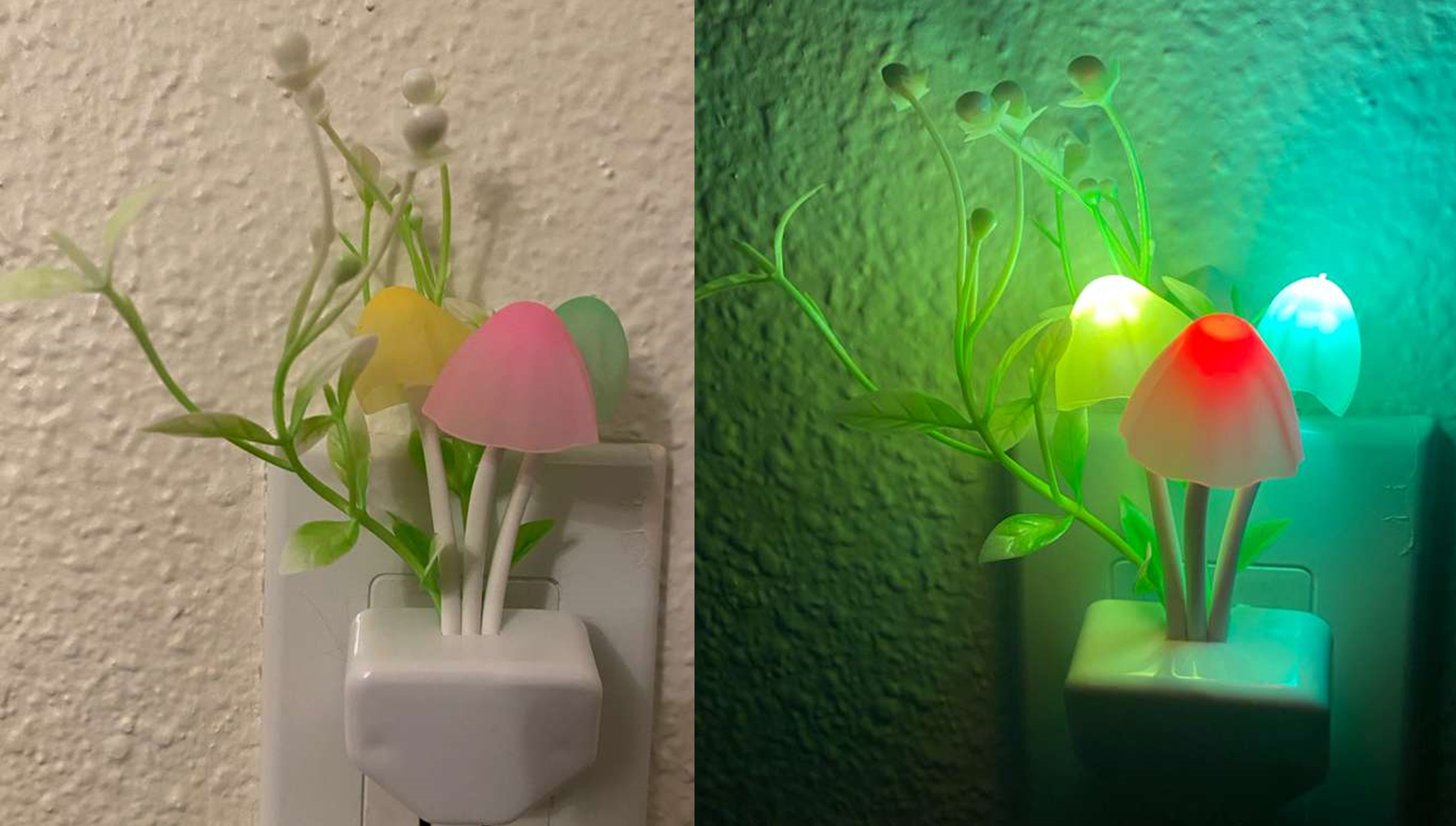 LED Mushroom Plug-In Night Light – Sensor, Colorful Glow