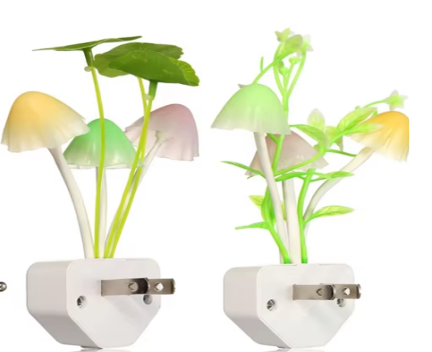 LED Mushroom Plug-In Night Light – Sensor, Colorful Glow