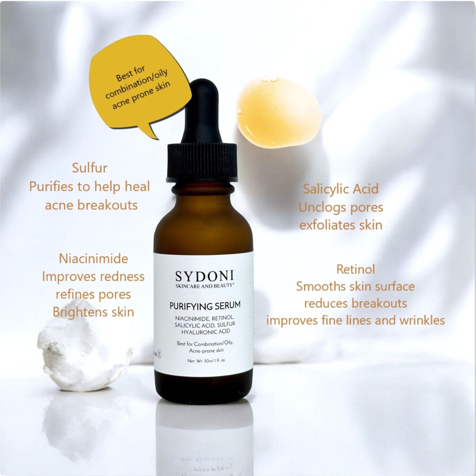 SYDONI Purifying Serum – Niacinamide & Retinol, 1 fl oz