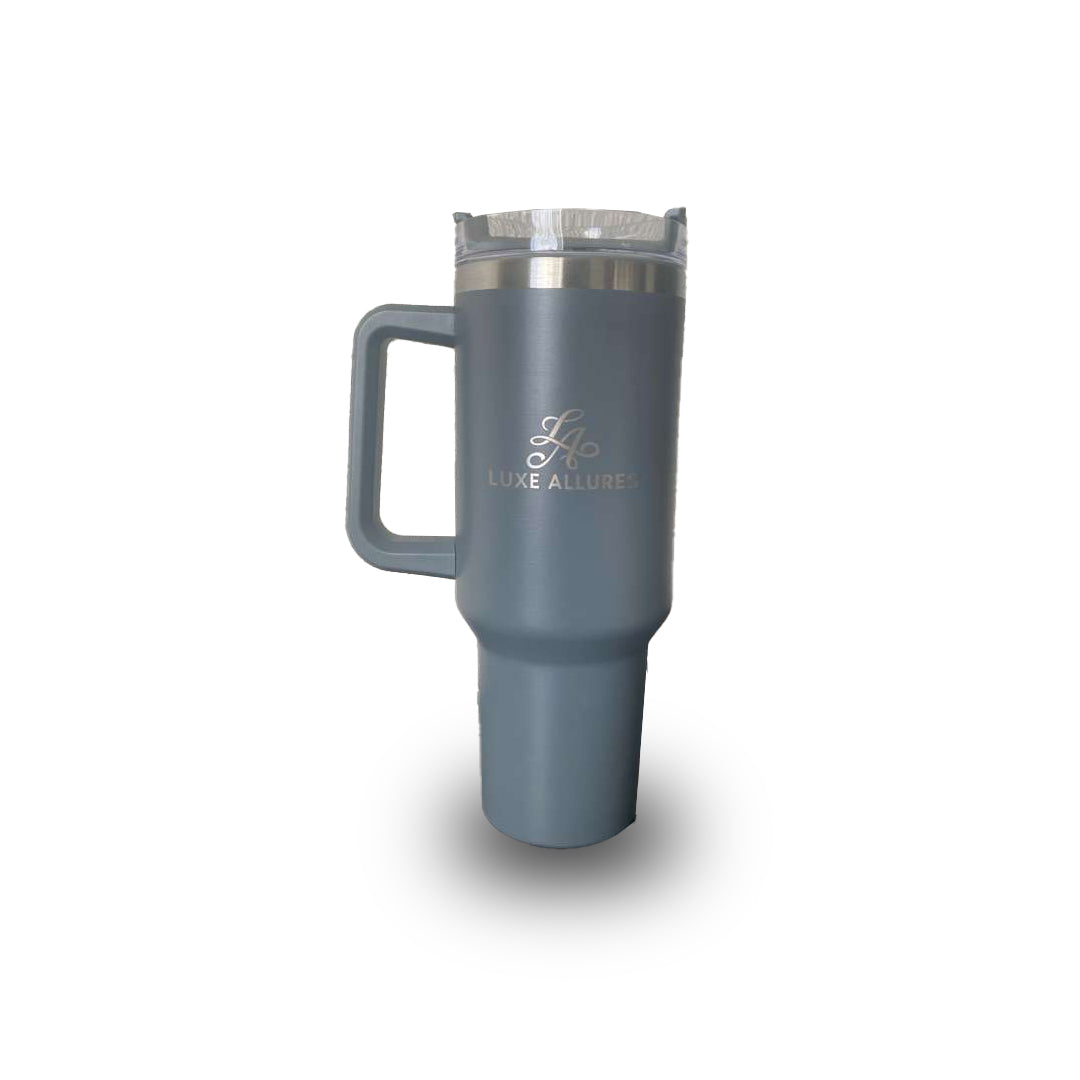40oz Stainless Steel Vacuum Tumbler with Handle & Straw (Gray)