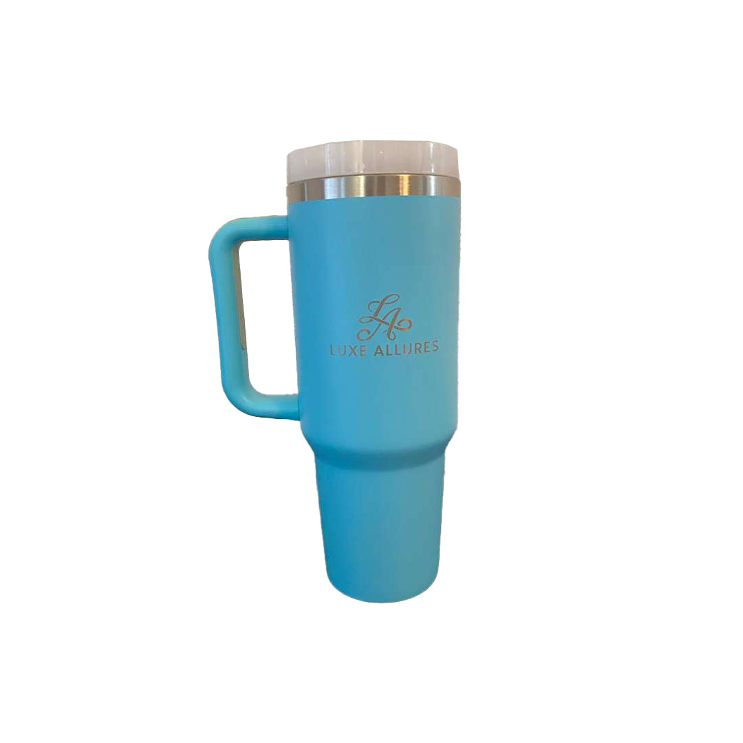 40oz Stainless Steel Vacuum Tumbler with Handle & Straw – Blue