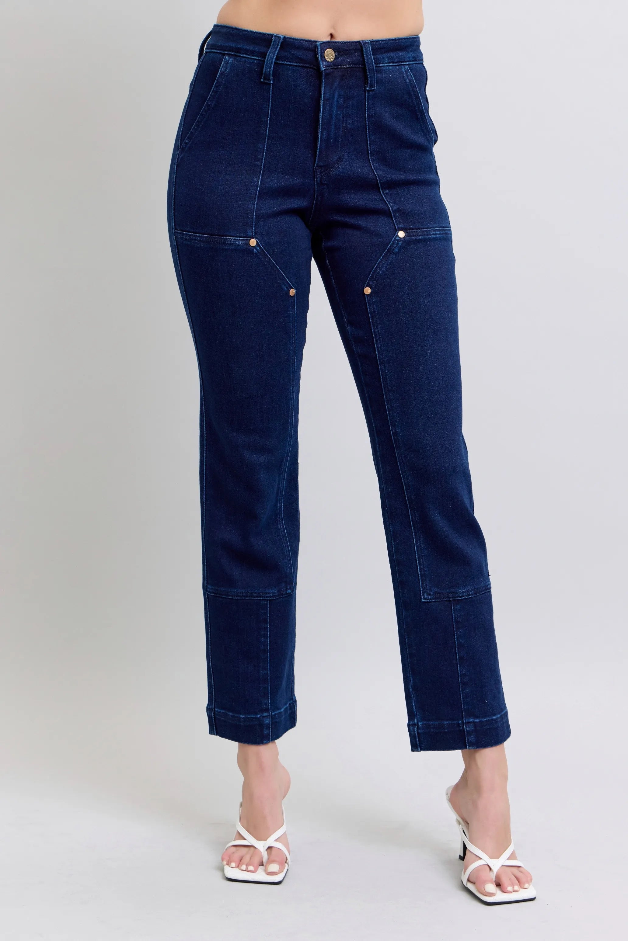 Work Wear Knee Patch Straight Jeans Plus Size